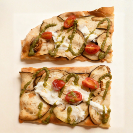 Melanzane stracciatella e pesto - 2 pezzi